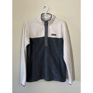 Columbia Womens Medium Benton Springs 1/2 Snap Fleece Pullover Coat Ivory Gray